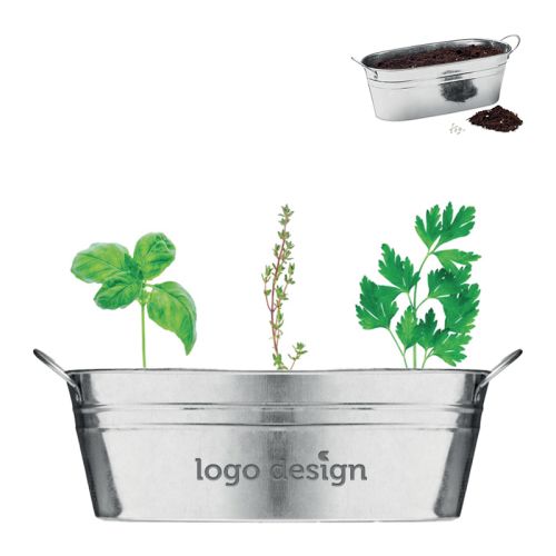 Zink plantekasse med krydderurter - Billede 1